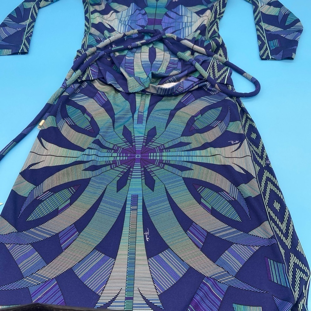 Vintage Emilio Pucci 2 Piece Skirt Set 100% Silk Geometric Pattern Multi Size 6 - Picture 2 of 13